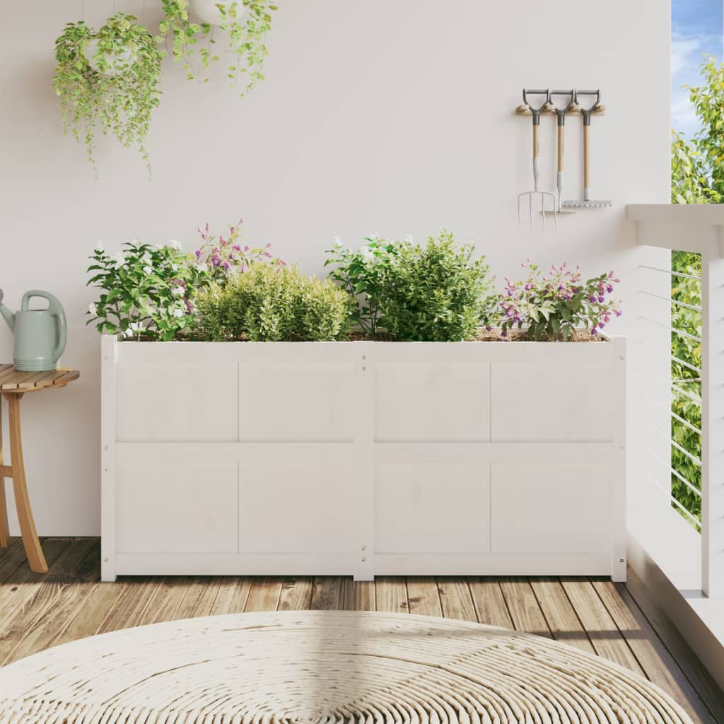 Utomhus Blomkruka Trä 150x50x70 cm Vit massiv furu