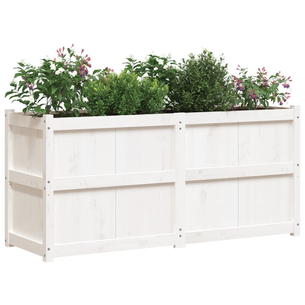 Utomhus Blomkruka Trä 150x50x70 cm Vit massiv furu
