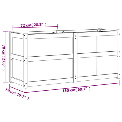 Utomhus Blomkruka Trä 150x50x70 cm Vit massiv furu