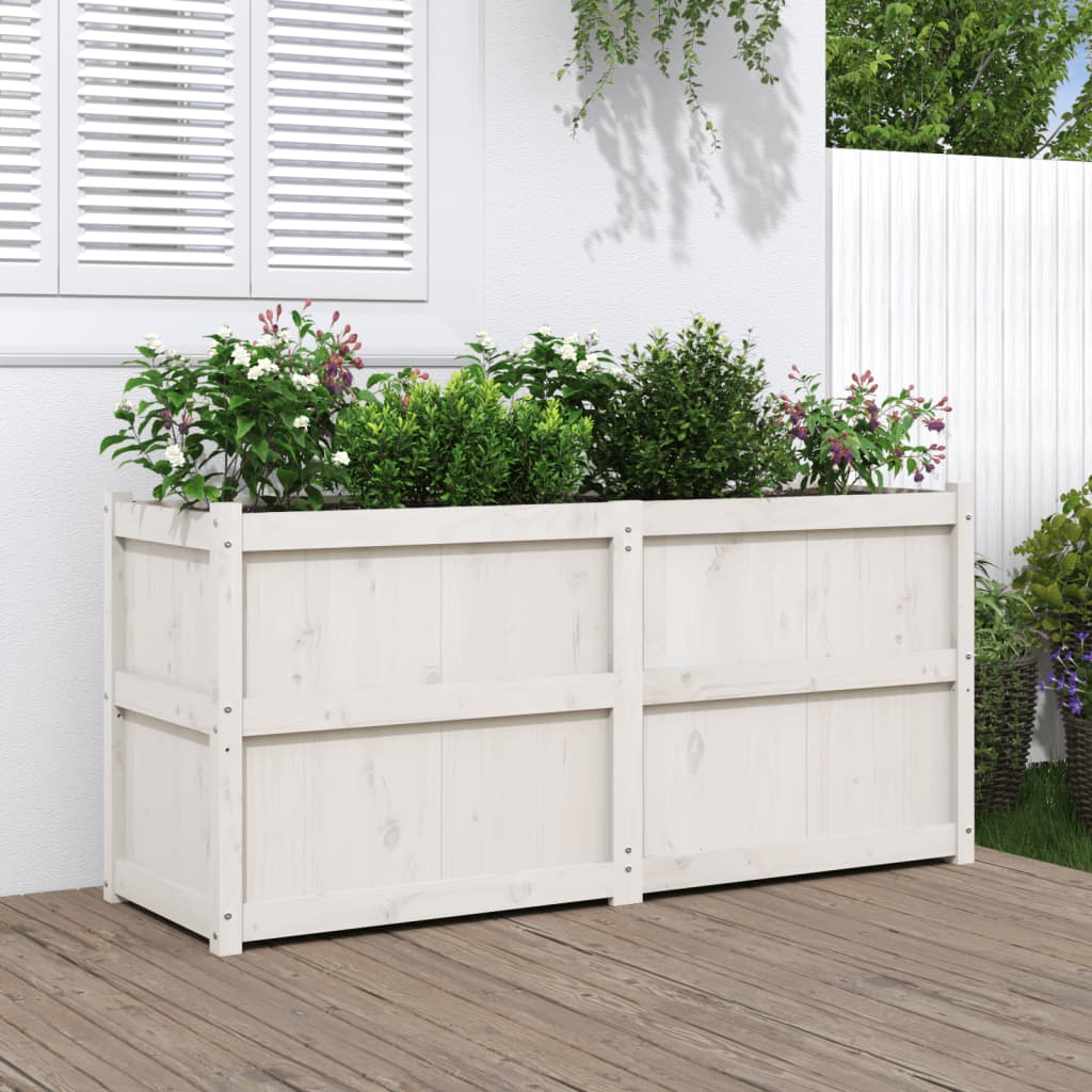 Utomhus Blomkruka Trä 150x50x70 cm Vit massiv furu