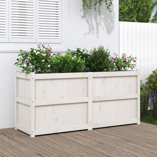 Utomhus Blomkruka Trä 150x50x70 cm Vit massiv furu