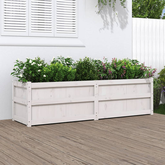 Utomhus Blomkruka Trä 180x50x50 cm Vit massiv furu