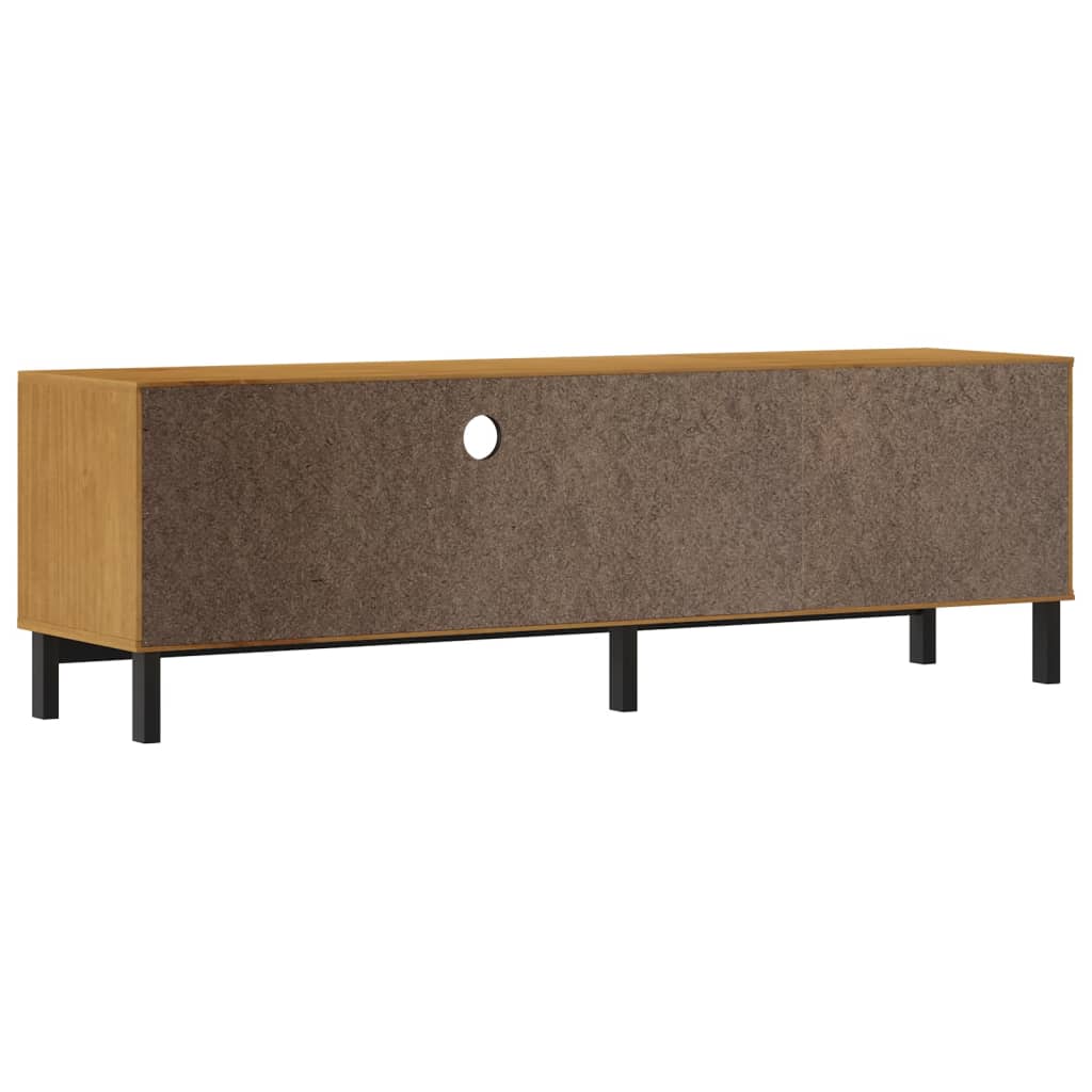 TV-Möbel Trä TV-Bänk med glasdörr FLAM 158x40x50 cm massiv furu