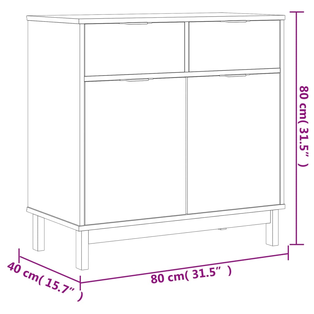 Skänk Trä FLAM 80x40x80 cm massiv furu