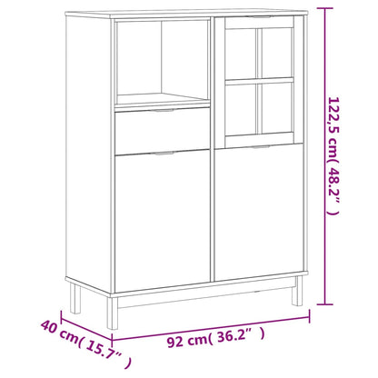 Skåp Trä med glasdörr FLAM 92x40x122,5 cm massiv furu