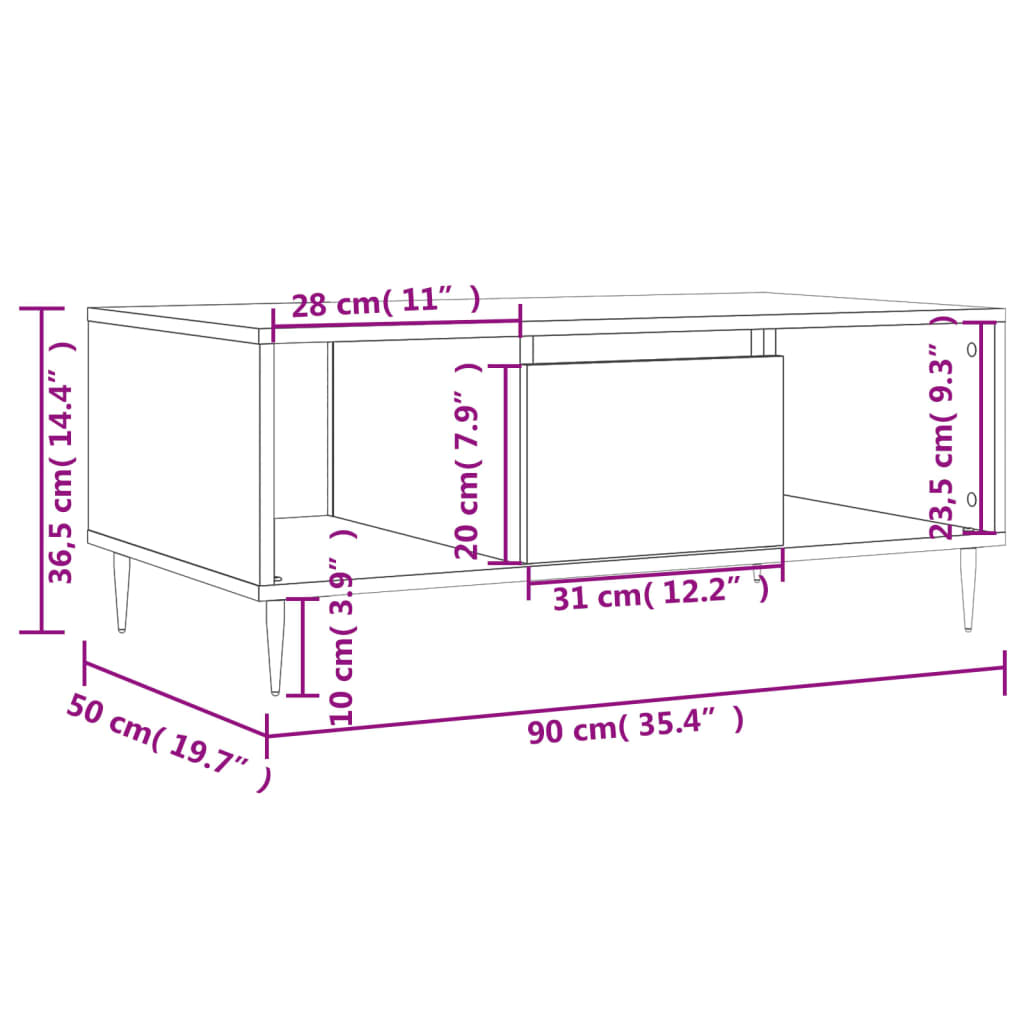 Soffbord Brun Ek 90x50x36,5 cm