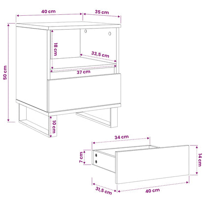 Sängbord 2 st vit 40x35x50 cm konstruerat trä