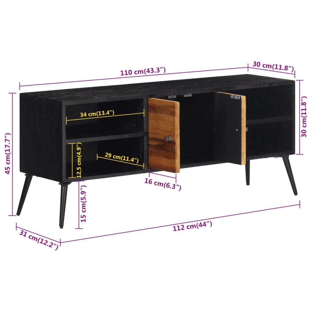 TV-Möbel Trä TV-Bänk 112x31x45 cm massiv återvunnen teak