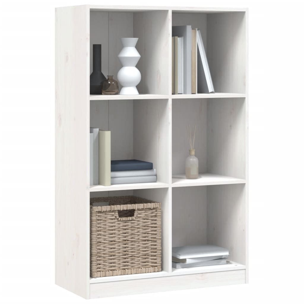 Bokhylla Vit 70x33x110 cm massiv furu