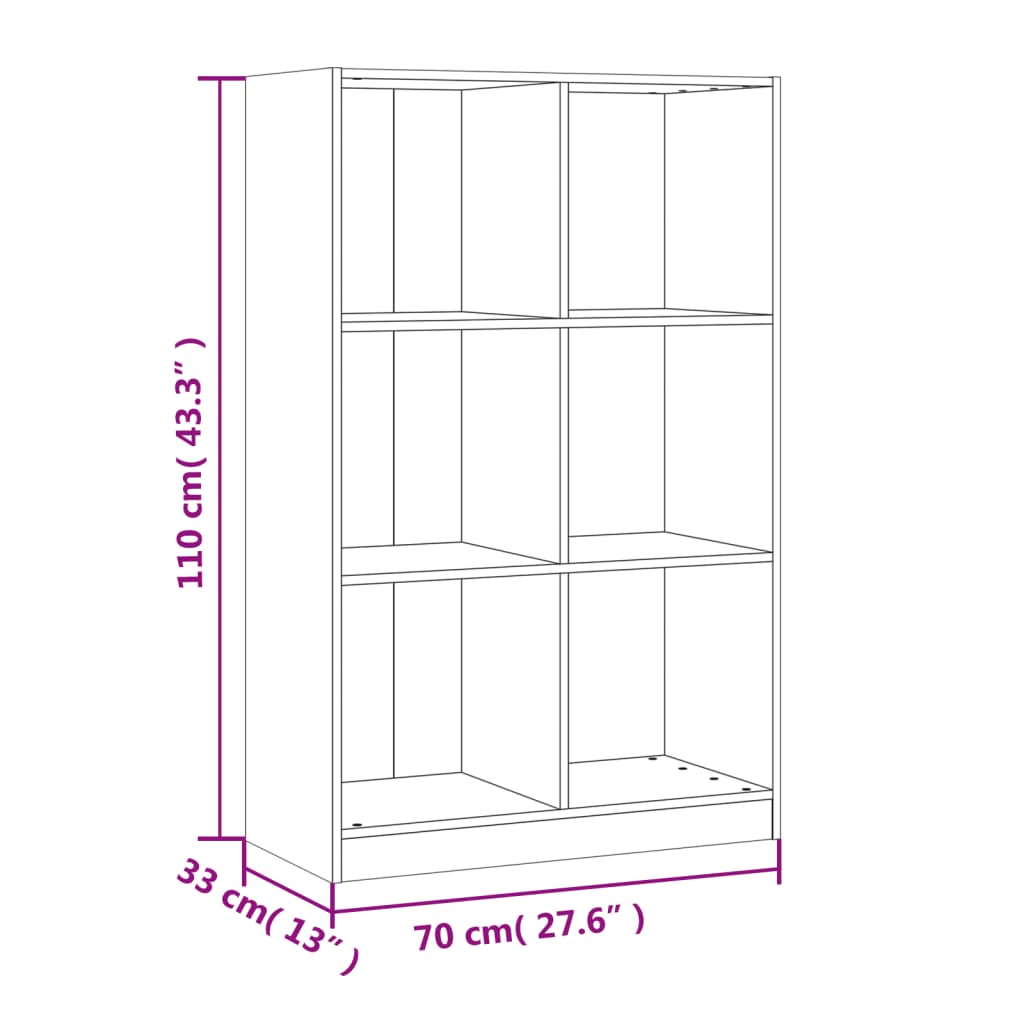 Bokhylla Vit 70x33x110 cm massiv furu