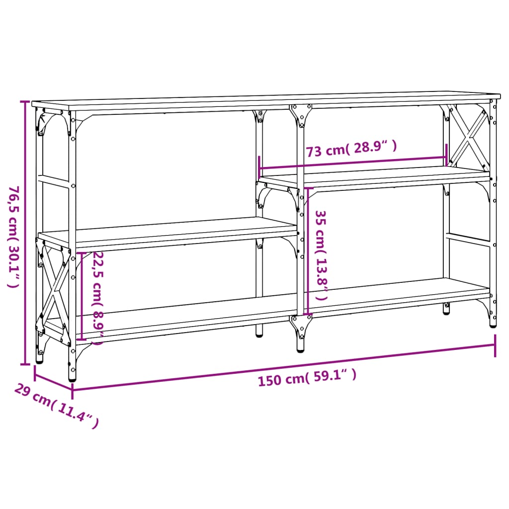 Avlastningsbord Konsollbord Sonoma Ek 150x29x76,5 cm