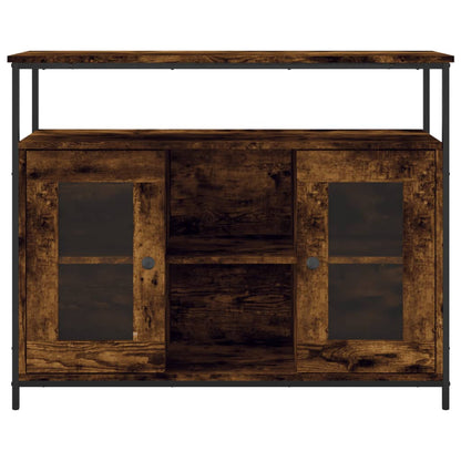 Skänk rökfärgad ek 100x35x80 cm konstruerat trä