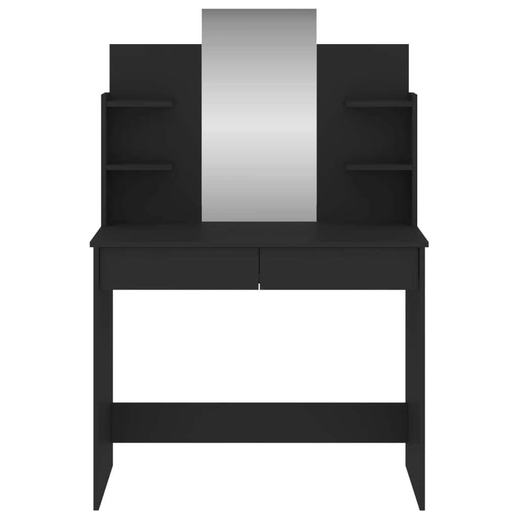 Sminkbord med spegel Svart 96x39x142 cm