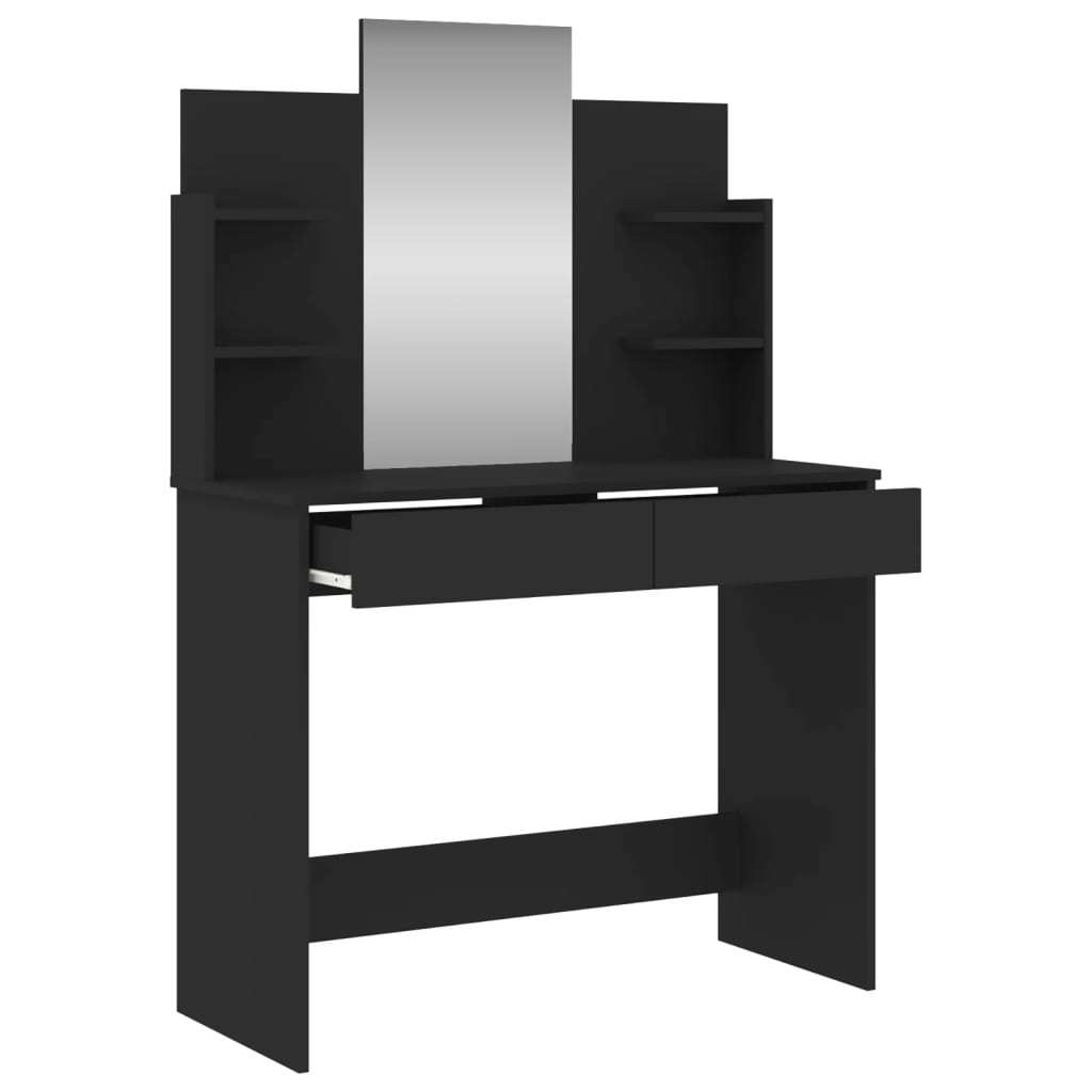 Sminkbord med spegel Svart 96x39x142 cm