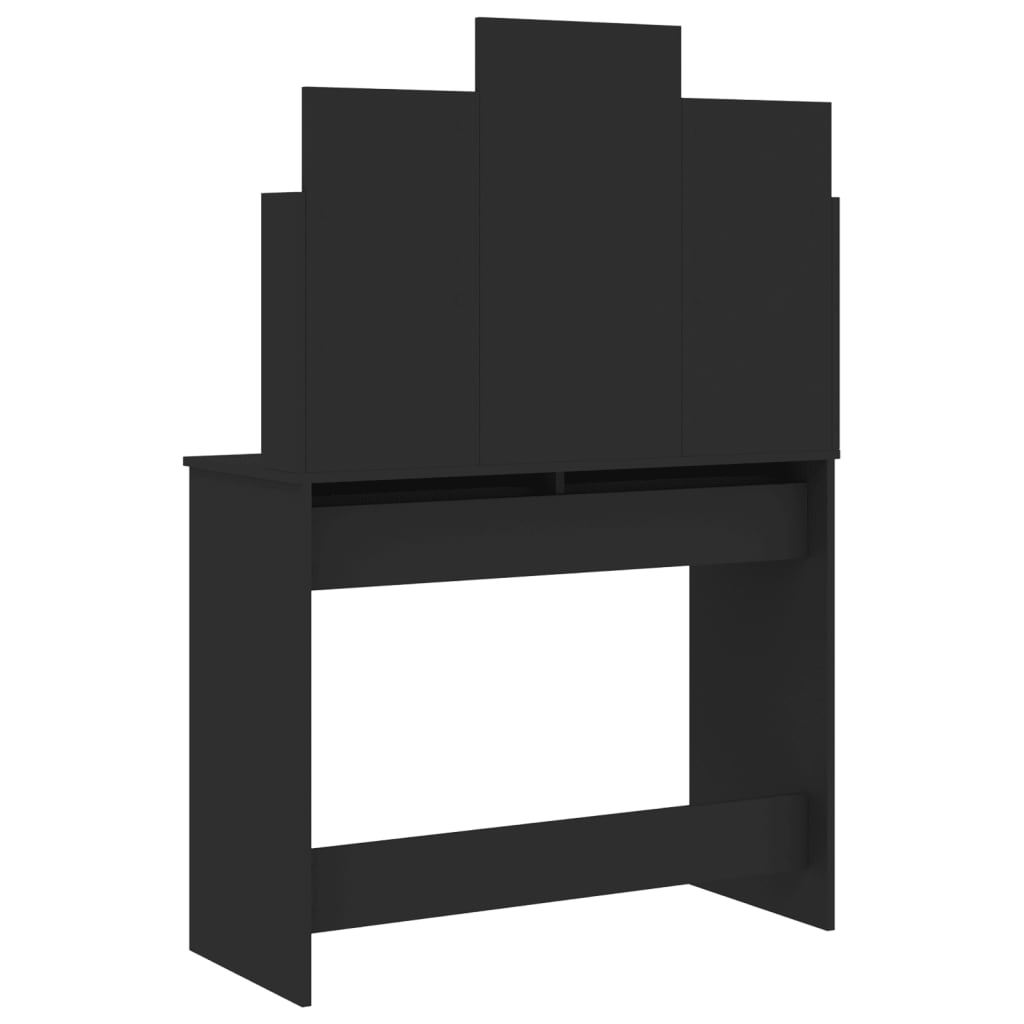Sminkbord med spegel Svart 96x39x142 cm