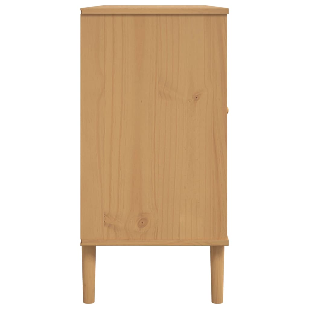 Skänk Brun SENJA rottinglook 112x40x80 cm massiv furu