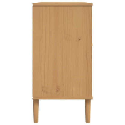 Skänk Brun SENJA rottinglook 112x40x80 cm massiv furu