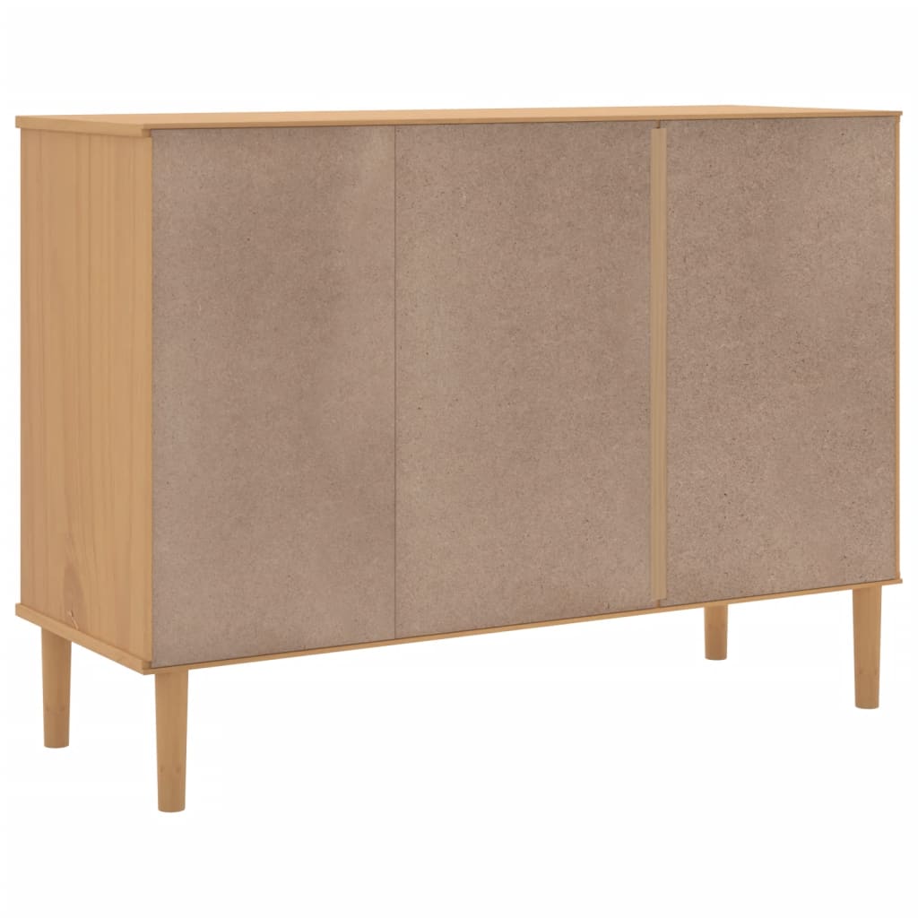 Skänk Brun SENJA rottinglook 112x40x80 cm massiv furu