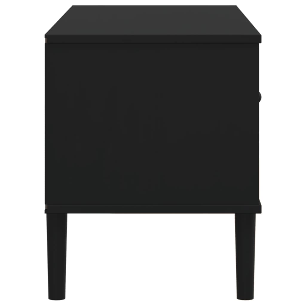 TV-Möbel Svart TV-Bänk SENJA rottinglook 106x40x49 cm massiv furu