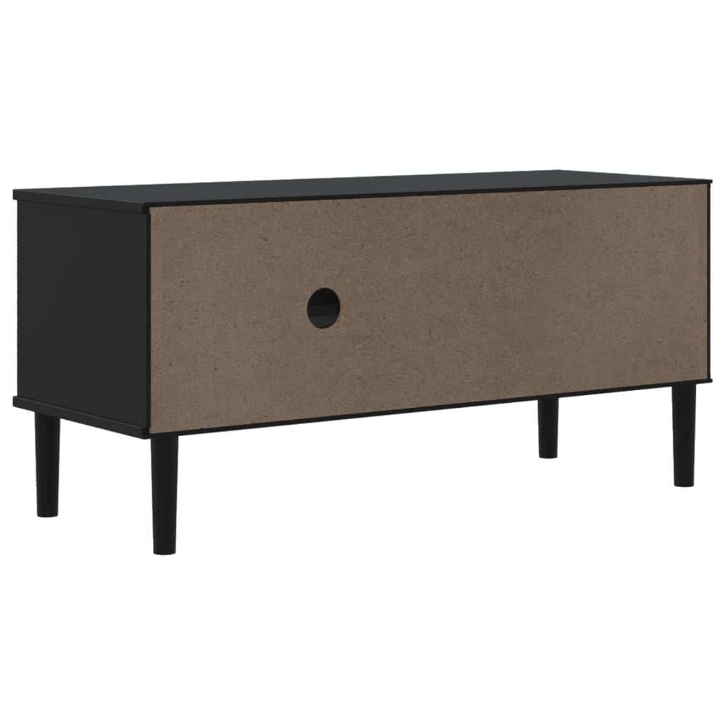 TV-Möbel Svart TV-Bänk SENJA rottinglook 106x40x49 cm massiv furu