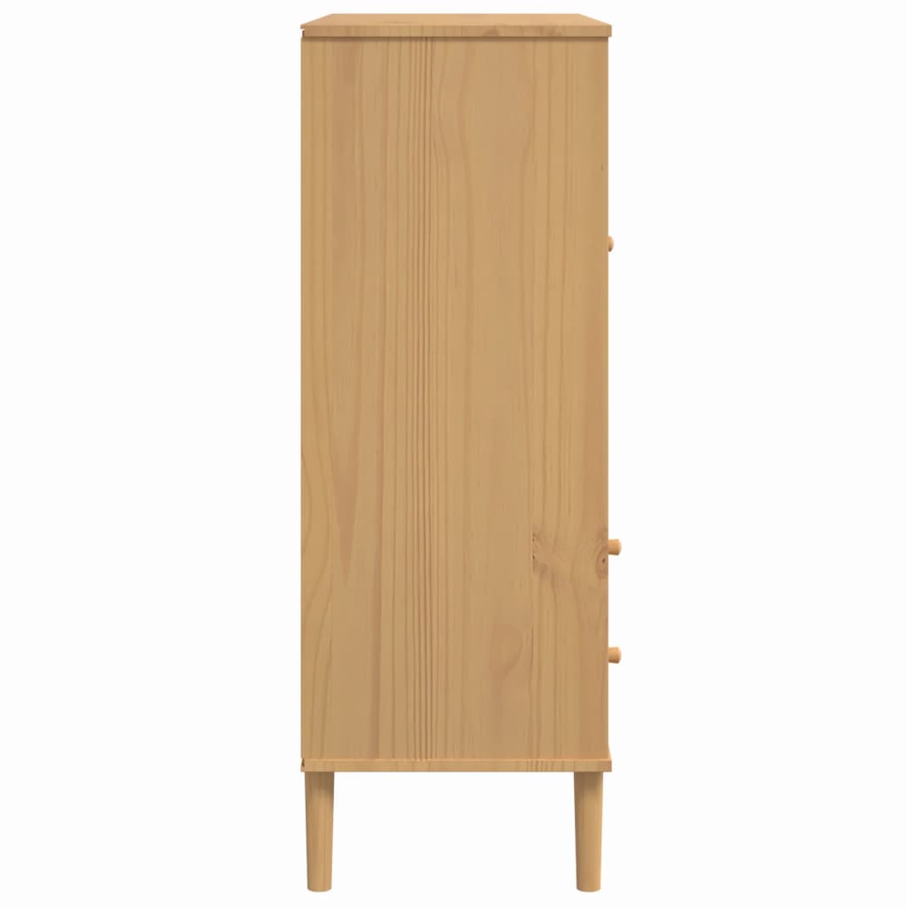 Skänk Brun SENJA rottinglook 90x40x112 cm massiv furu