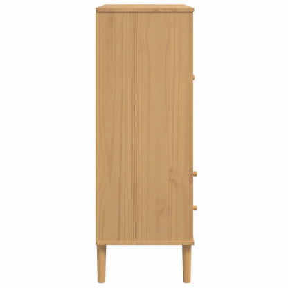 Skänk Brun SENJA rottinglook 90x40x112 cm massiv furu