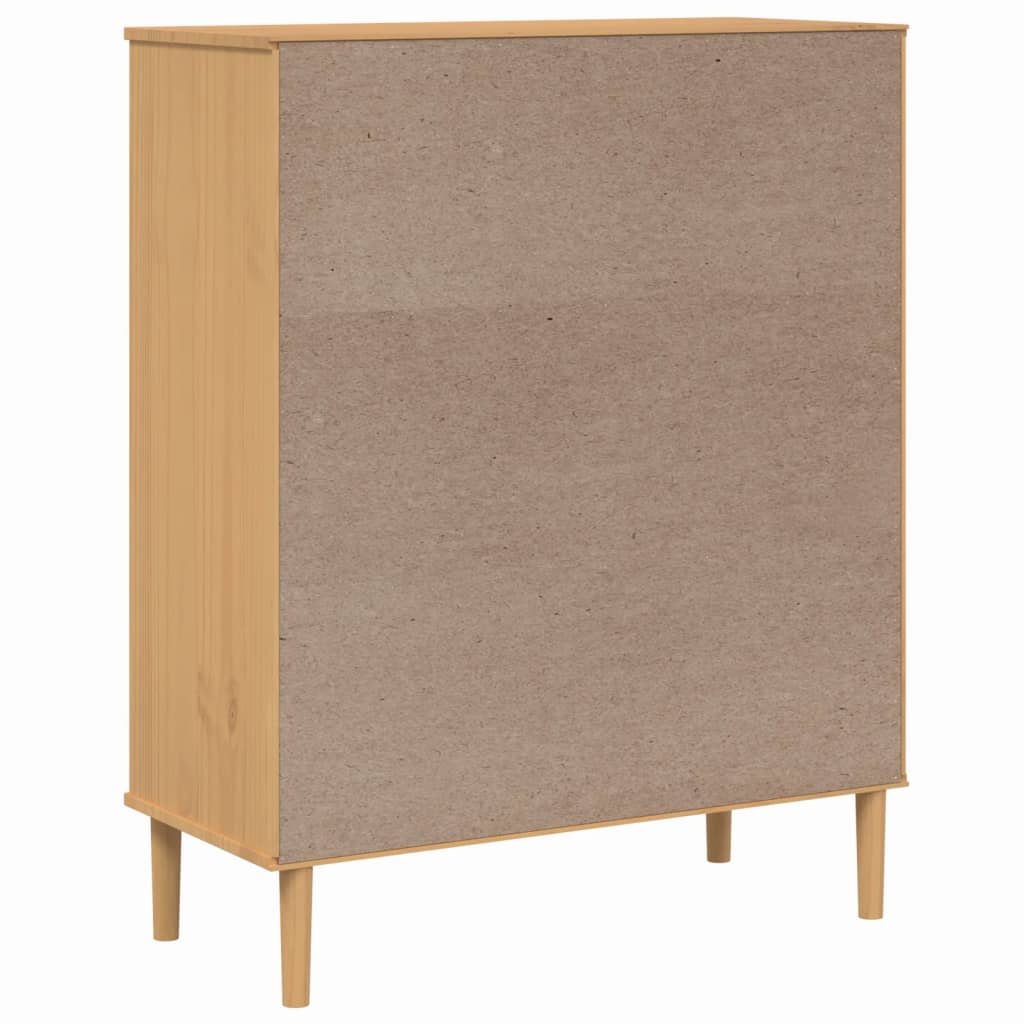 Skänk Brun SENJA rottinglook 90x40x112 cm massiv furu