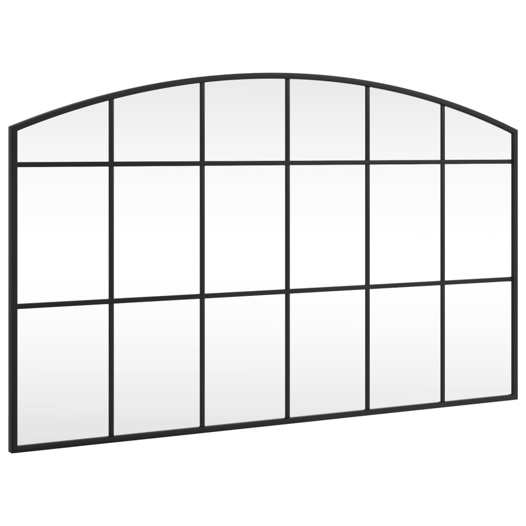 Väggspegel Svart 100x60 cm bågformad järn