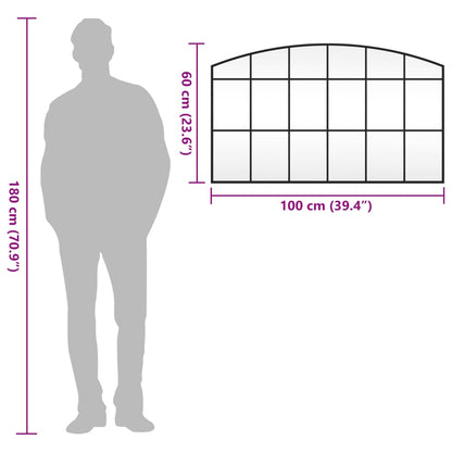 Väggspegel Svart 100x60 cm bågformad järn