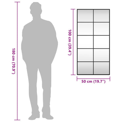 Väggspegel Svart 50x100 cm rektangulär järn