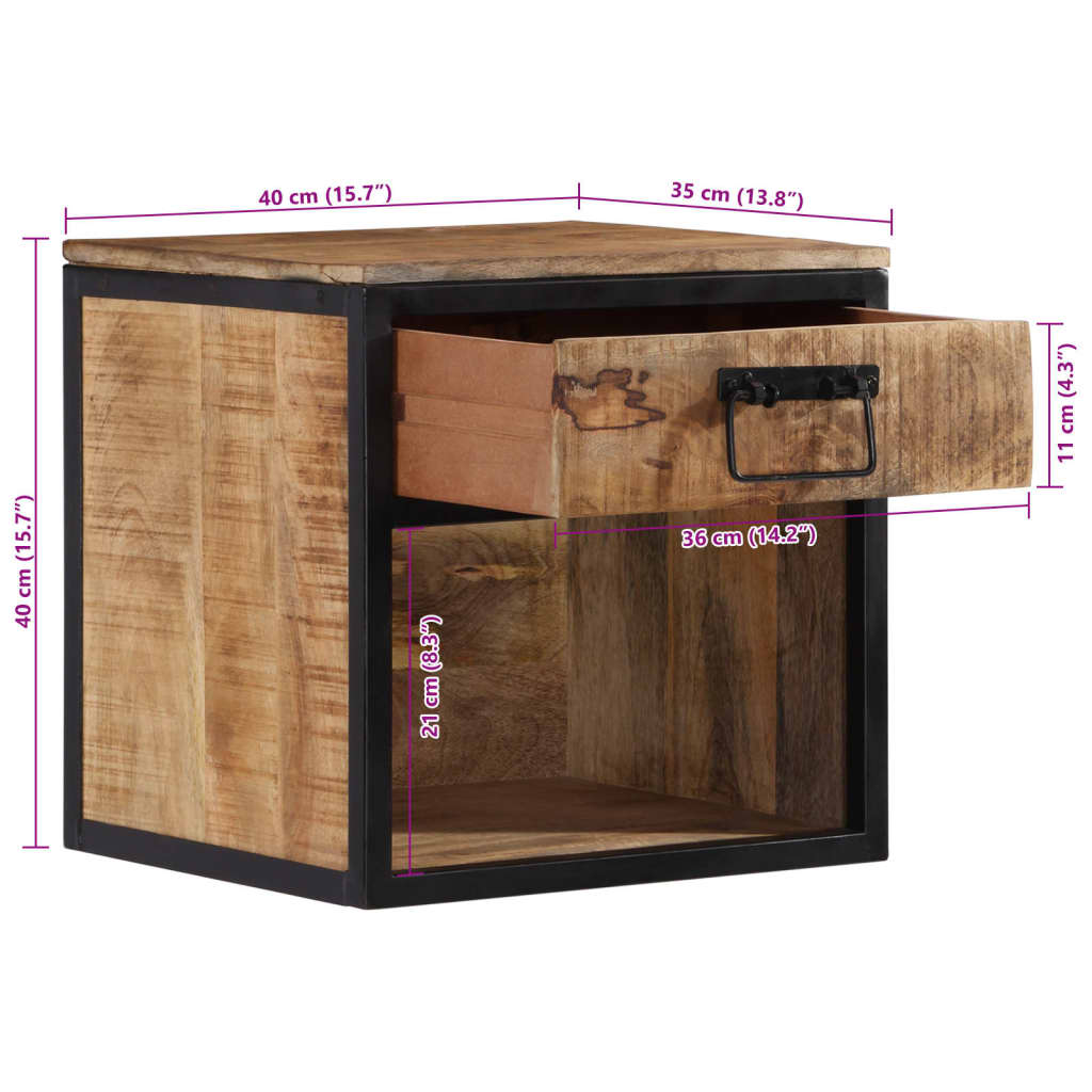 Sängbord Nattduksbord Trä 40x35x40 cm massivt mangoträ