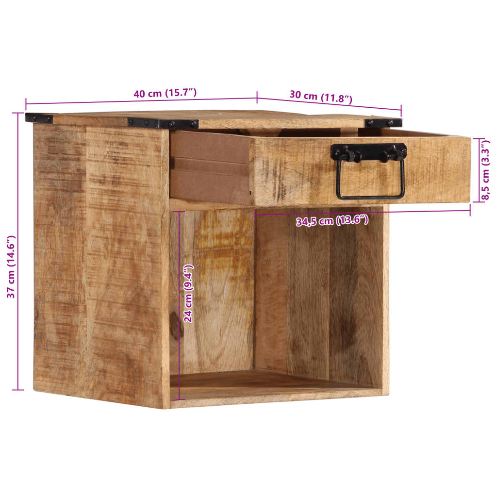 Sängbord Nattduksbord Trä 40x30x37 cm massivt mangoträ