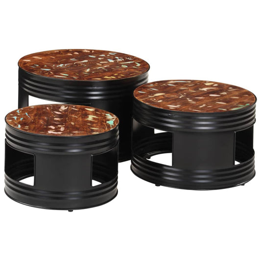 Soffbord DIV. 3 st trumma massivt återvunnet trä