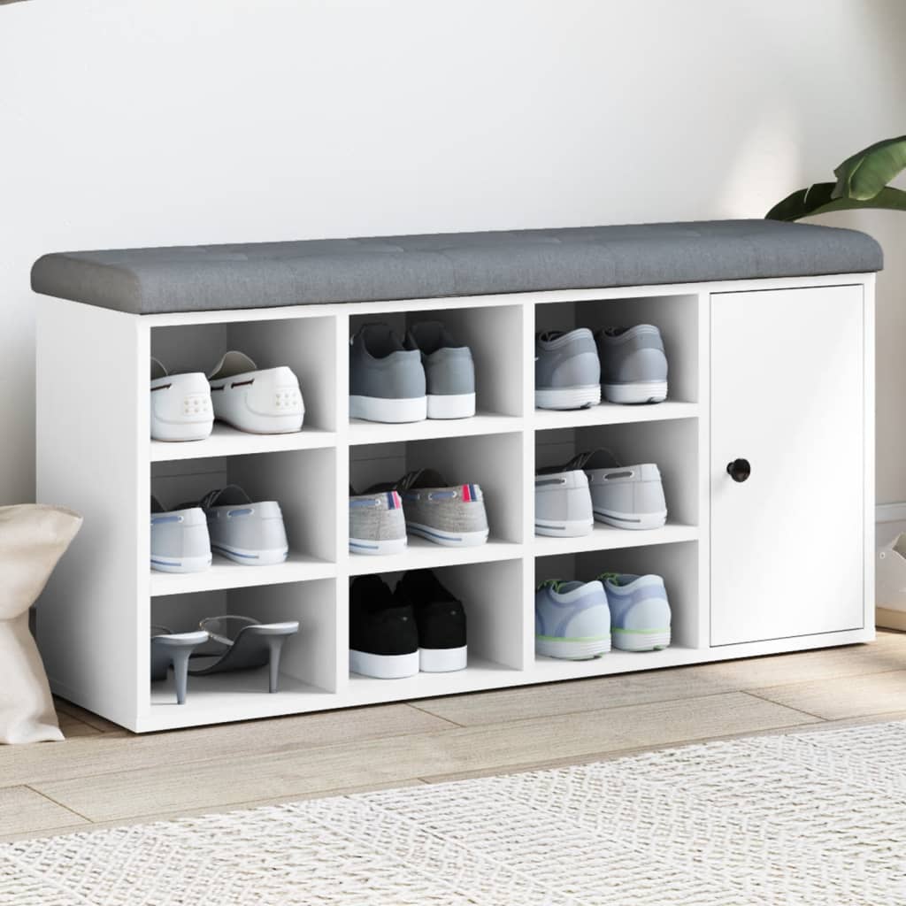 Skoställ Vit Skobänk Vit 102x32x50 cm