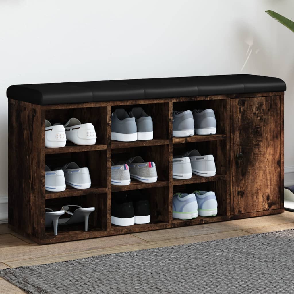 Skoställ Rökfärgad Ek Skobänk 102x32x50 cm