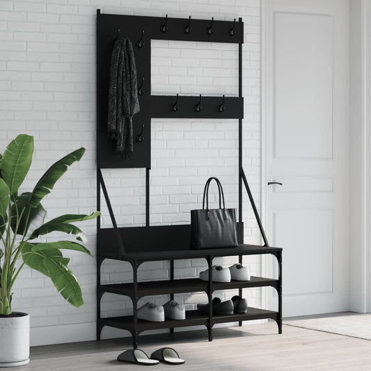 Hallmöbel klädställning med skoförvaring Svart 100x40x184 cm