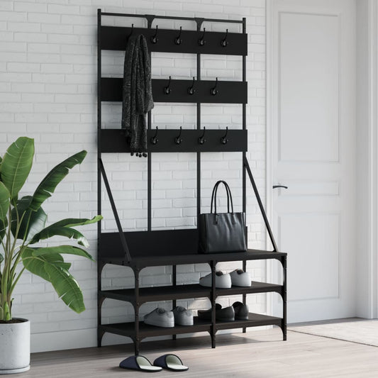 Hallmöbel Klädställning med skoförvaring Svart 100x40x184 cm