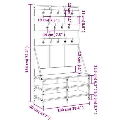 Hallmöbler Klädställning med skoförvaring Brun Ek 100x40x184 cm