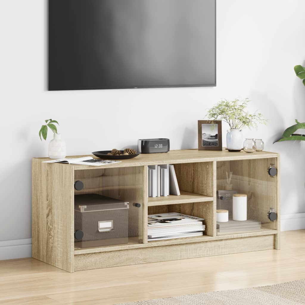 TV-Möbel Sonoma Ek TV-Bänk med glasdörrar 102x37x42 cm