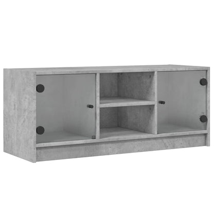 TV-Möbel Betonggrå TV-Bänk med glasdörrar 102x37x42 cm