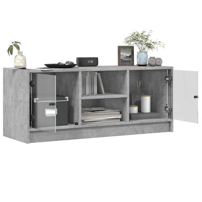 TV-Möbel Betonggrå TV-Bänk med glasdörrar 102x37x42 cm