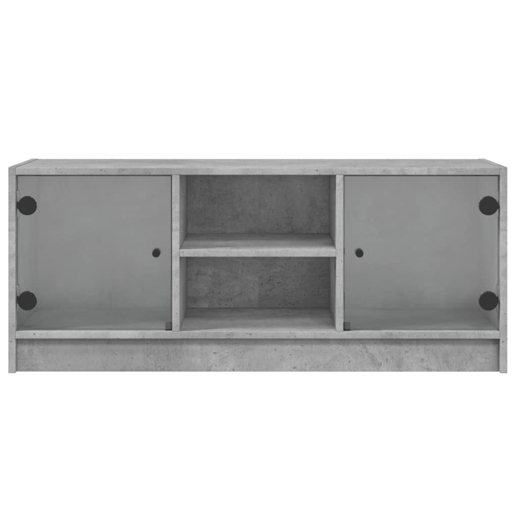 TV-Möbel Betonggrå TV-Bänk med glasdörrar 102x37x42 cm