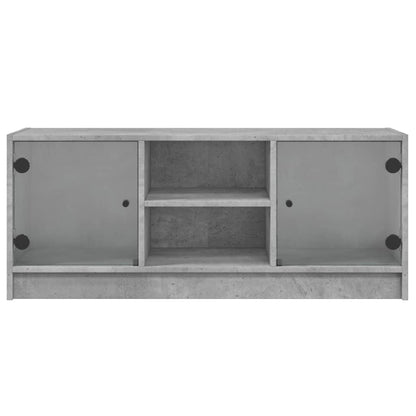 TV-Möbel Betonggrå TV-Bänk med glasdörrar 102x37x42 cm