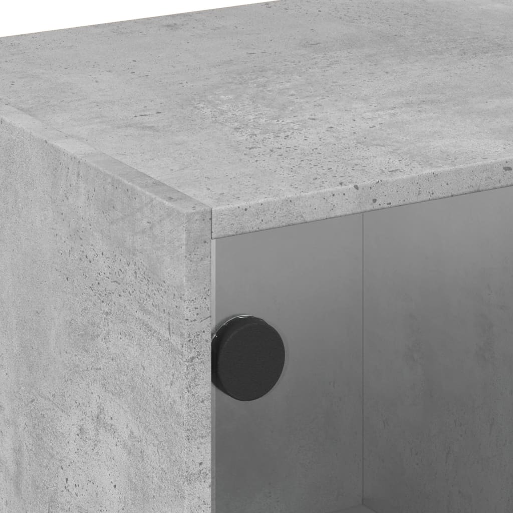 TV-Möbel Betonggrå TV-Bänk med glasdörrar 102x37x42 cm