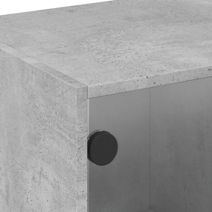 TV-Möbel Betonggrå TV-Bänk med glasdörrar 102x37x42 cm