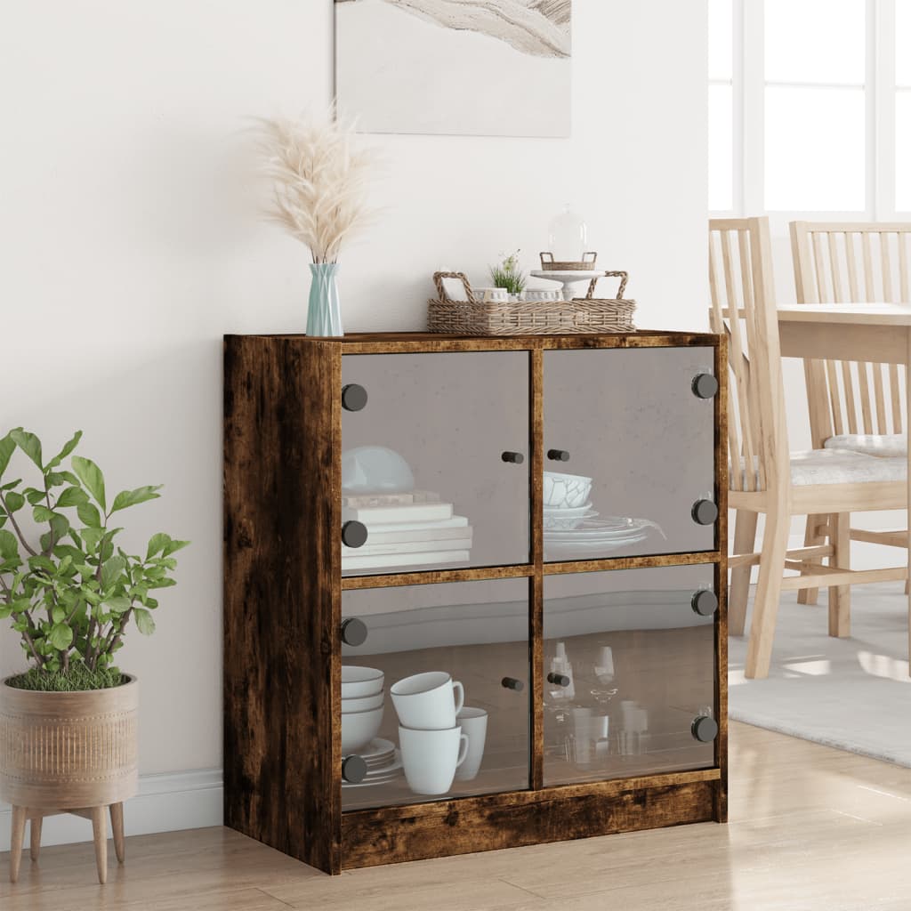 Skåp Rökfärgad Ek med glasdörrar 68x37x75,5 cm