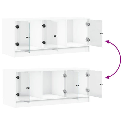 TV-Möbel Vit TV-Bänk med glasdörrar 102x37x42 cm