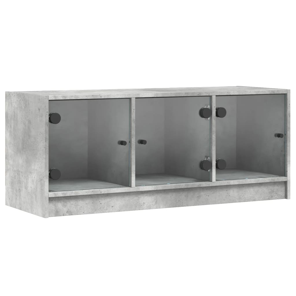 TV-Möbel Betonggrå TV-Bänk med glasdörrar 102x37x42 cm
