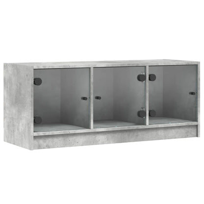 TV-Möbel Betonggrå TV-Bänk med glasdörrar 102x37x42 cm