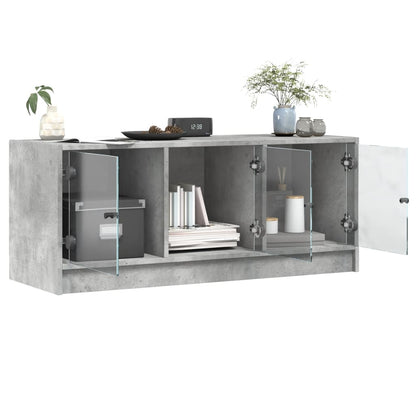 TV-Möbel Betonggrå TV-Bänk med glasdörrar 102x37x42 cm